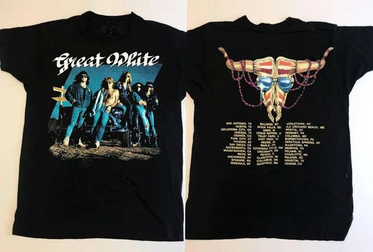 Discover Great White 1991 Hooked Tour T-shirt, Music T-shirt, Rock Shirt