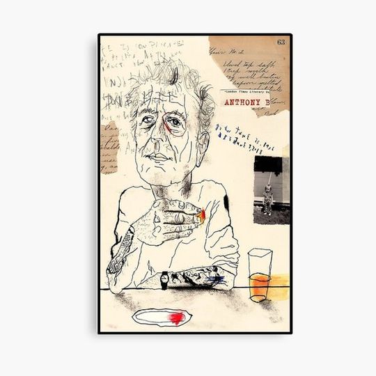 Discover Anthony Bourdain Drinking Poster Canvas