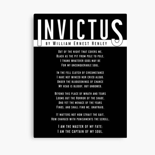 Discover Invictus - Powerful inspirational poem Canvas