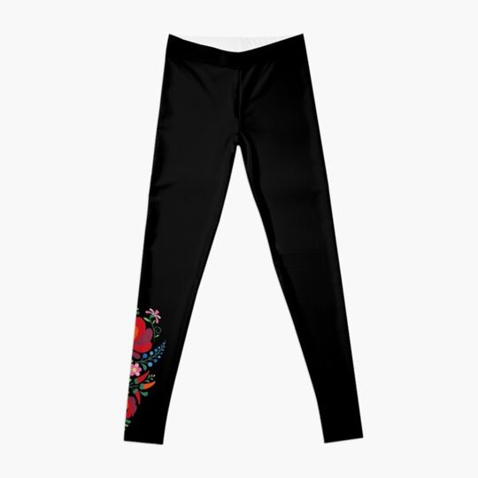 Discover Hungarian Traditional Folk Style Flowers Design Leggings