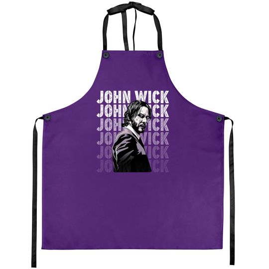 Discover Vintage John Wick Movie Poster Aprons - Keanu Reeves Fan Aprons