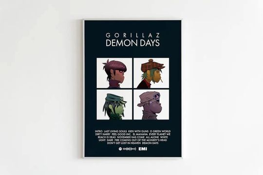 Discover Gorillaz 'Demon Days' Album Poster | Album Tracklist Poster