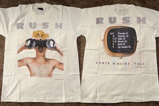 Discover 1985 Rush Power Windows Tour Concert T-Shirt, Rush Band T-Shirt
