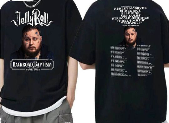 Discover Jelly Roll 2023 Tour Shirt, Jelly Roll Backroad Baptism 2023 Tour Shirt