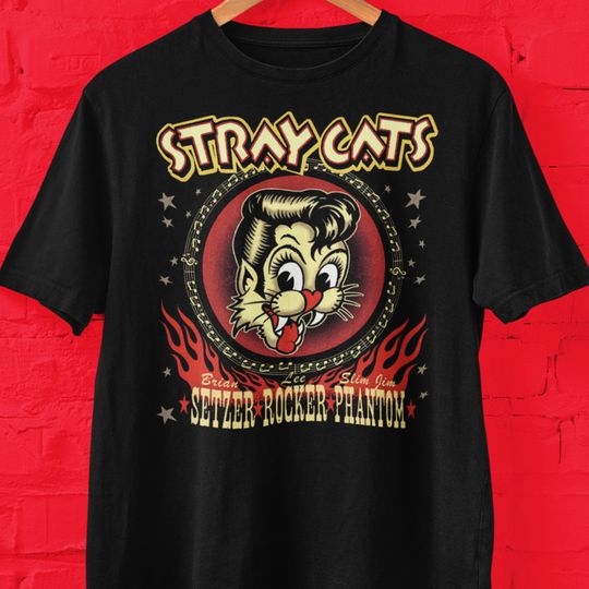 Discover Stray Cats Rockabilly Band Graphic Short Sleeve Tee
