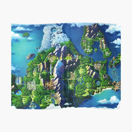Discover Sinnoh Map Premium Matte Vertical Poster