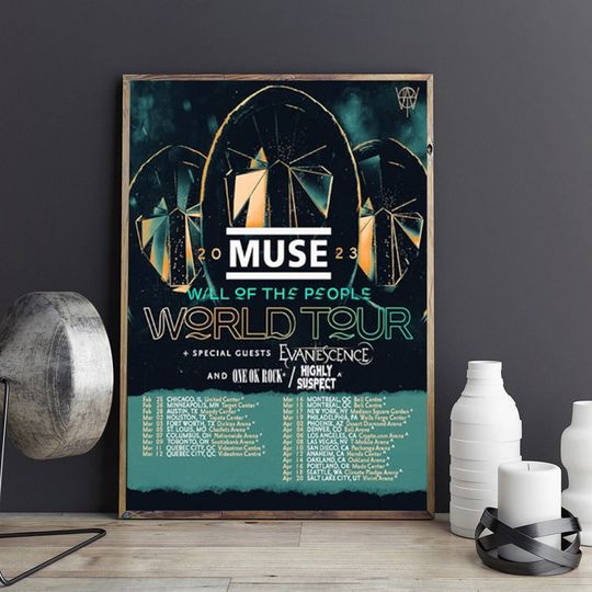 Discover Muse Tour 2023 Canvas Poster Vintage Rock Concert Poster