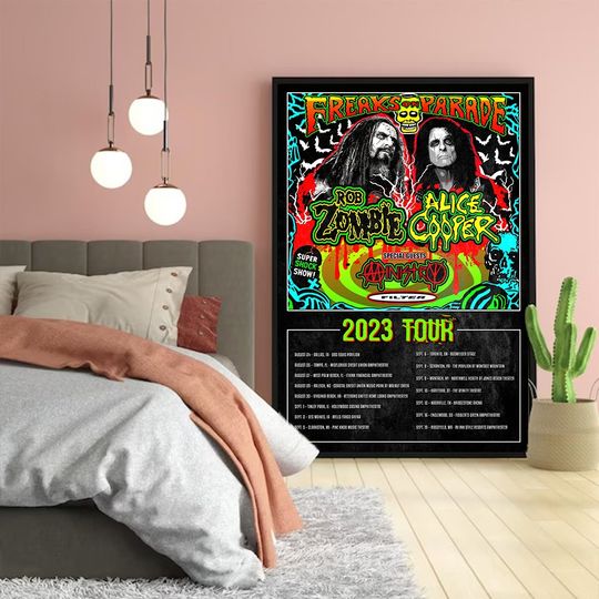 Discover Rob Zombie and Alice Cooper Tour Freaks on Parade Tour 2023 Poster