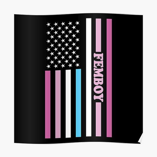 Discover Femboy LGBTQ Rainbow Gay Pride American Flag Queer Premium Matte Vertical Poster