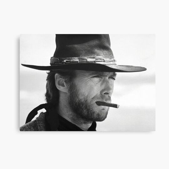 Discover Clint Eastwood, Cigar, Black and White Photography Canvas