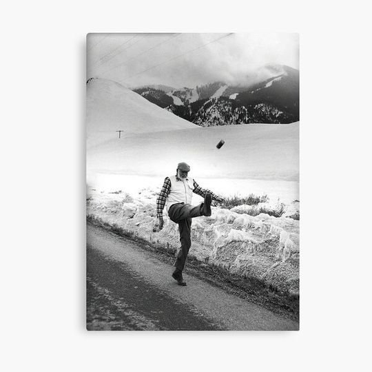 Discover Hemingway Kicking a Can, Black and White, Vintage Wall Art Canvas