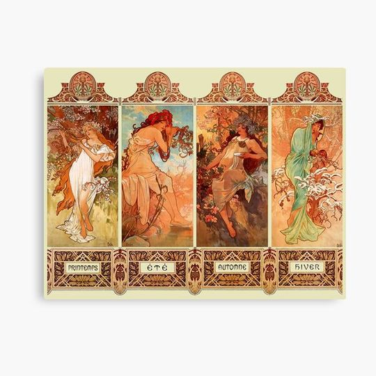 Discover Alphonse Mucha Four Seasons Art Nouveau Canvas