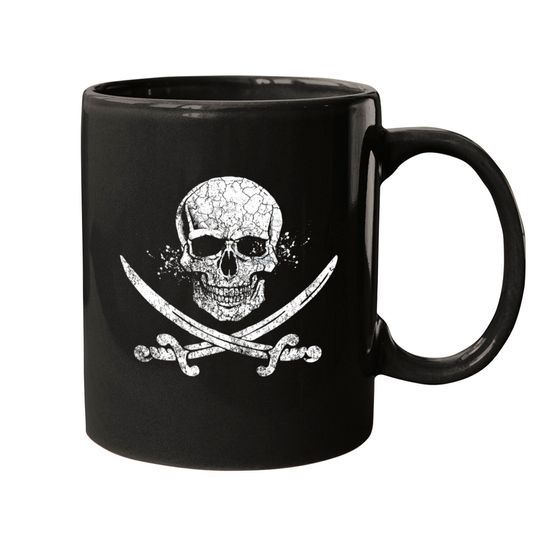 Discover Jolly Roger distressed Skull Cutlasses Pirate Flag Mugs