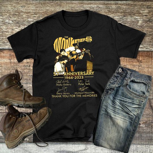 Discover The Monkees 57th Anniversary 1966-2023 Signatures T-Shirt, The Monkees Shirt Fan Gifts