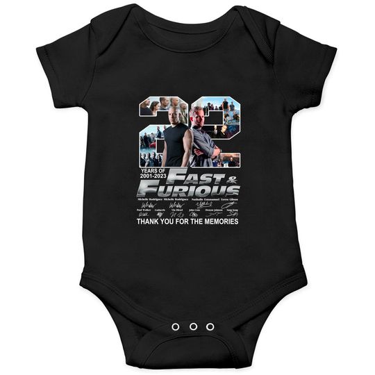 Discover Fast and Furious Movie Onesies, 22 Years Fast & Furious 2001-2023 Anniversary Onesies
