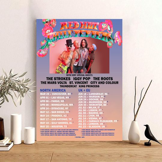 Discover Chili Peppers Tour 2023 Canvas Poster , Red Hot Tour Concert  2023 Poster Canvas
