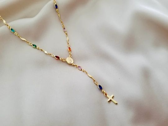 Discover Gold Rosary Necklaces ,18 K Gold filled Gemstone Rosary