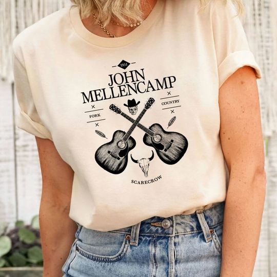Discover John Mellencamp Acoustic Guitar Vintage Logo T-Shirt