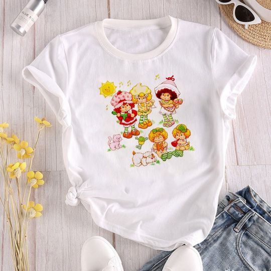 Discover Vintage Strawberry Shortcake Shirt, Cartoon Friends Nostalgia Shirt, 80s Cartoon Friends Shirt