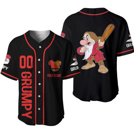 Discover Grumpy Dwarf Red Black Baseball Jersey