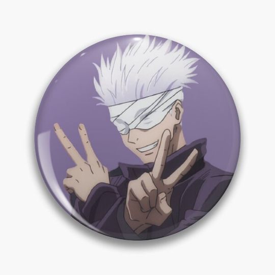 Discover Gojo Satoru Jujutsu Satoru 0 Peace Sign Pin Button