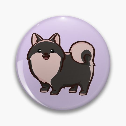Discover Black and Tan Pomeranian Dog Pin Button