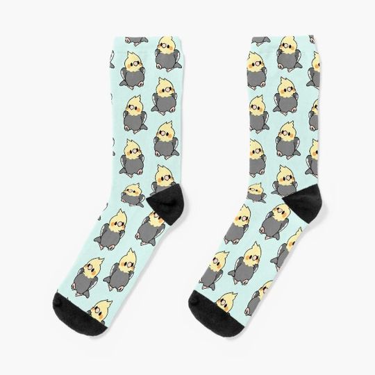 Discover Grey Cockatiel - Kawaii Birbs Socks