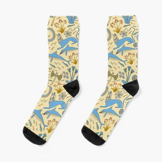 Discover Minoan Fresco Motifs Pattern Socks