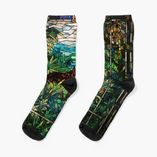 Discover Stained Glass Jungle Panther Socks