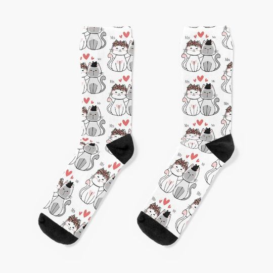 Discover Bride and Groom Cats Socks
