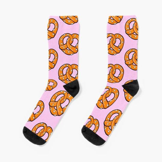Discover Pretzel pattern on pink Background Socks