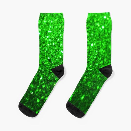 Discover Sparkling Green Glitter Socks