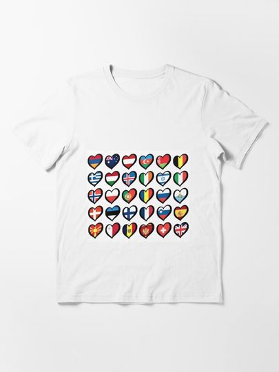 Discover Eurovision Song Contest Flags Hearts  | Essential T-Shirt 