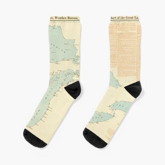 Discover Vintage Great Lakes Shipwreck Map (1894) Socks