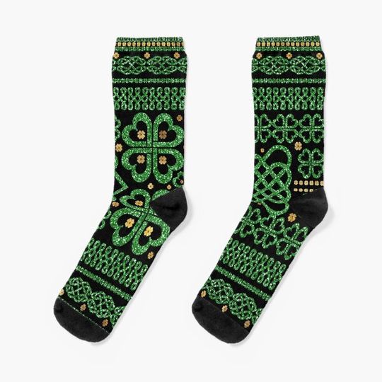 Discover Shamrock Four-leaf Clover Celtic Ornament Socks