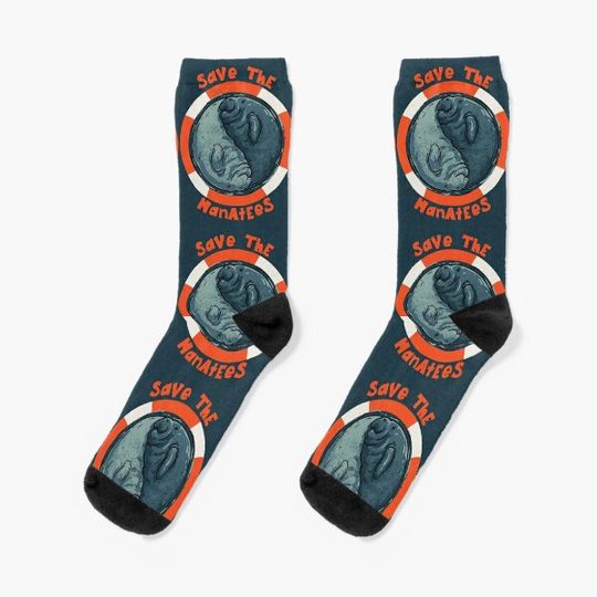 Discover Save the Manatees - Yin Yang Manatee Couple in a Lifebuoy Ring | Manatee County Socks
