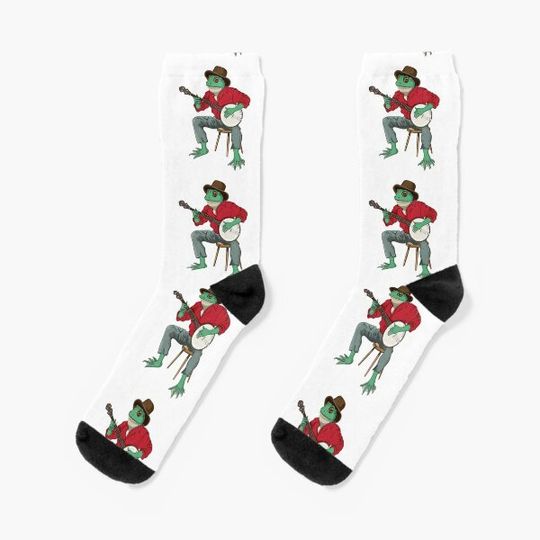 Discover Banjo Playing Frog Socks