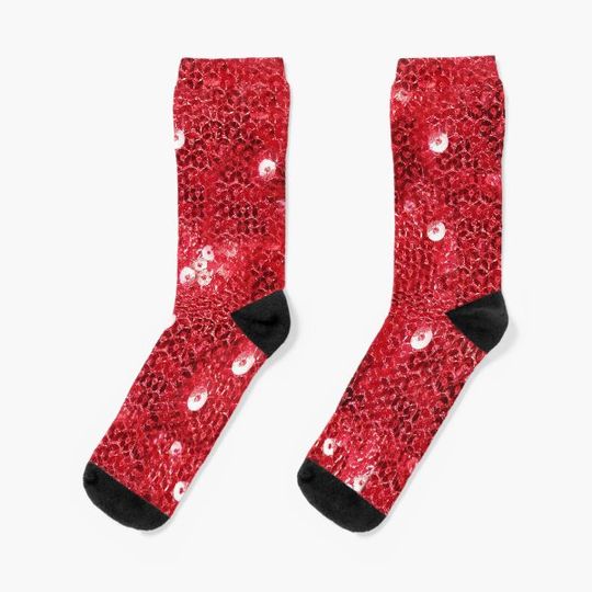 Discover Festive Red Sequins Socks