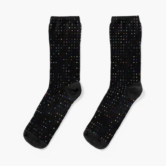 Discover Printed colorful sequins Sparks on black background Socks