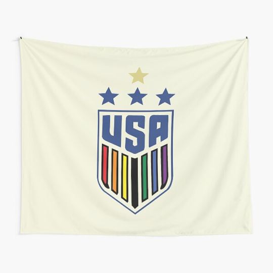 Discover USWNT USMNT Crest 4 Stars LGBTQIA+ Tapestry