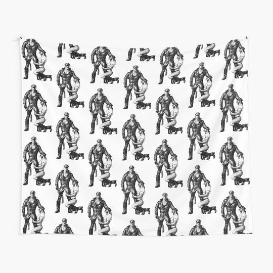 Discover TOM OF FINLAND - LEATHER WORSHIP (WHITE) Tapestry