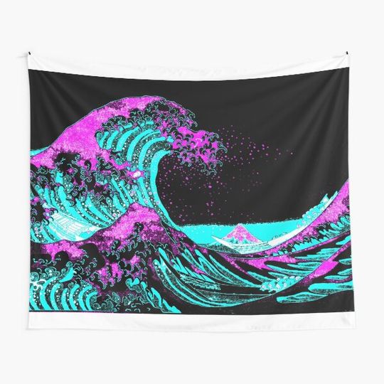 Discover Vaporwave waves Japanese Mount Fuji Art Room Tapestry