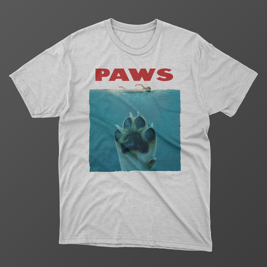 Discover Paws - Jaws Dog Puppy Jaws Mashup Shirt Parody Cool White T-Shirt