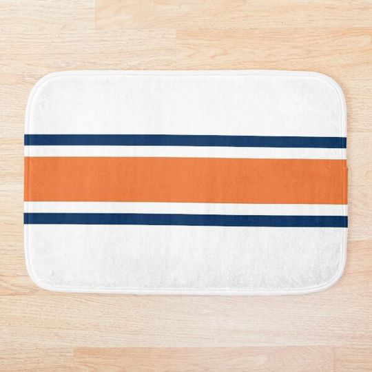Discover Orange, Navy, & White Power Stripe Bath Mat