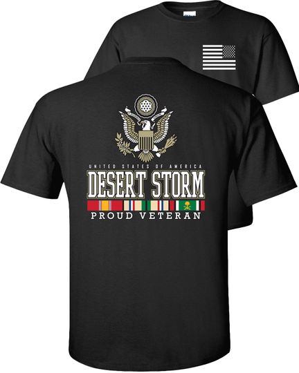 Discover Desert Storm T-Shirt, Proud Veteran USA Campaign Service Ribbons Eagle