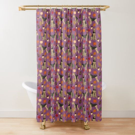Discover Airedale Terrier Autumn Leaves, Airedale Terrier Pattern Shower Curtains