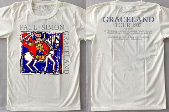 Discover 1987 Paul Simon Graceland World Tour T-Shirt, Paul Simon Tour '87 T-Shirt