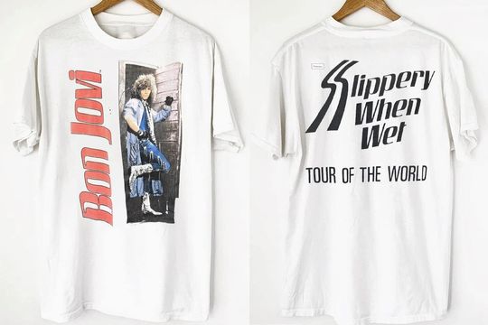 Discover Bon Jovi Slippery When Wet Tour Of The World 1986-87 T-Shirt