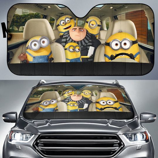 Discover Deadpicable Me Gru And Minion 3D Print Car Sun Shade