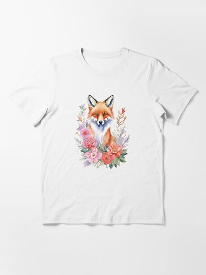 Discover fox and floral watercolor | Essential T-Shirt 